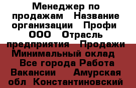 Менеджер по продажам › Название организации ­ Профи, ООО › Отрасль предприятия ­ Продажи › Минимальный оклад ­ 1 - Все города Работа » Вакансии   . Амурская обл.,Константиновский р-н